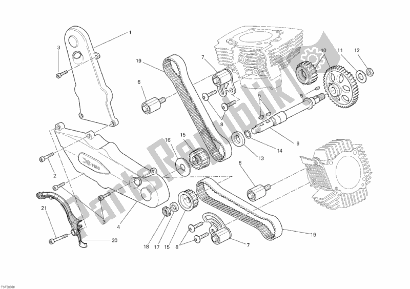 All parts for the Timing Belt of the Ducati Monster 1100 USA 2010